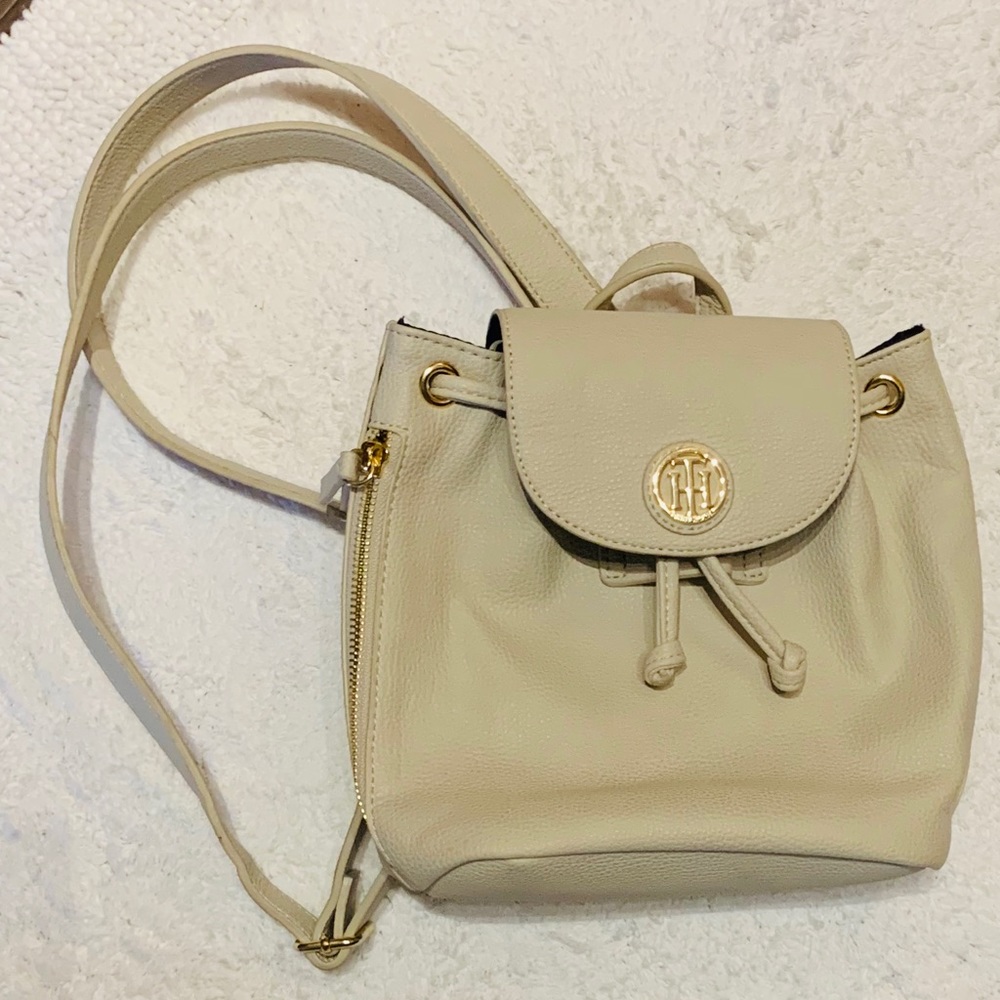 Great condition small beige back pack purse